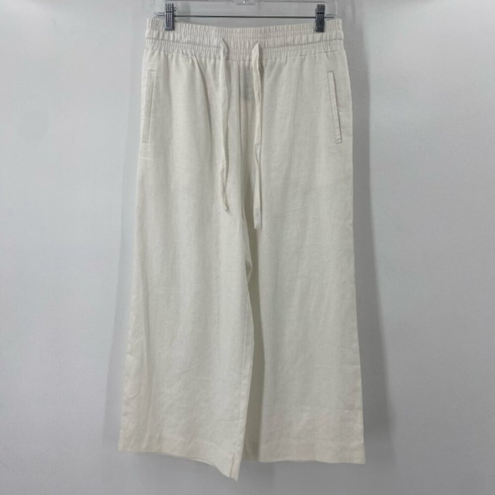 Zac and Rachel High Rise Wide Leg Linen Blend Pull On Pants White Size Medium
